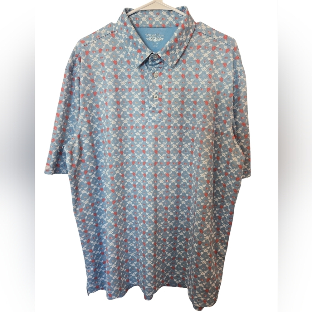 STRAIGHT DOWN PERFORMANCE GOLF POLO WITH CRABS AND ABSTRACT DESIGNS.SIZE X-LARGE